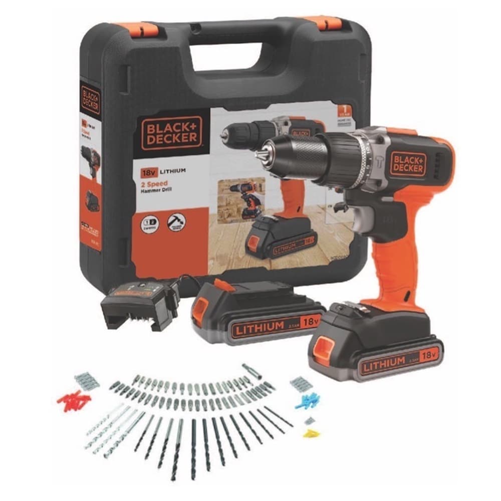 Beli BLACK+DECKER Cordless Hammer Drill BCD704K-B1 with 100pcs