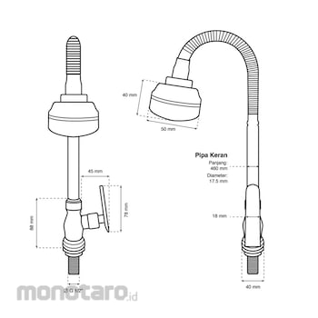 Vone Kran Angsa Tanam Flexible 3501-44B/PP (E) 1pc