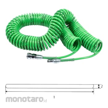 TEKIRO Spiral Recoil Air Hose AT Series with Spring AT-RH1118 Green 15m 1pc