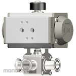 Osaka Sanitary SUS316L Automatic 3-Way Ball Valve PK=PTFE Ferrule