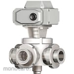 Osaka Sanitary SUS316L Electric 3-Way Ball Valve PK=FPM Ferrule