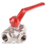 RS PRO Brass Reduced Bore Ball Valve 1 in BSPP 3 Way