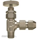 Sanko Material Supply Brass Double Nut Type Fitting for Control Copper Pipes, Miniature Valve (Angle Panel Mount Type) SVIC