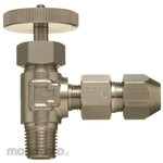 Sanko Material Supply Brass control pipe double nut type fitting, miniature valve (angle type) SVDC
