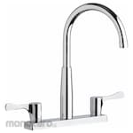 ELKAY Dual-Lever-Handle Three-Hole Widespread Deck-Mount Kitchen Sink Faucet