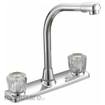 EZ-FLO Dual-Knob-Handle Three-Hole Widespread Deck-Mount Kitchen Sink Faucet