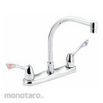 MOEN COMMERCIAL Dual-Wristblade-Handle Three-Hole Widespread Deck-Mount Kitchen Sink Faucets