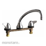 CHICAGO FAUCETS Dual-Dome-Lever-Handle Three-Hole Widespread Deck-Mount Kitchen Sink Faucets