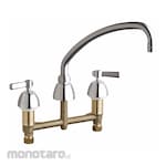 CHICAGO FAUCETS Dual-Lever-Handle Three-Hole Widespread Deck-Mount Kitchen Sink Faucets