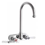 CHICAGO FAUCETS Dual-Lever-Handle Two-Hole Centerset Wall-Mount Kitchen Sink Faucets