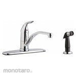 CHICAGO FAUCETS Single-Joystick-Handle Four-Hole Widespread with Sprayer Deck-Mount Kitchen Sink Faucet