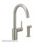 MOEN Single-Side-Joystick-Handle Two-Hole Off-Centerset with Sprayer Deck-Mount Kitchen Sink Faucets