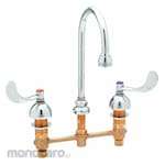 T S BRASS Dual-Wristblade-Handle Three-Hole Widespread Deck-Mount Multipurpose Faucet (Kran Serbaguna)