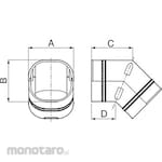 INABA DENKO Slim Corner Elevation 45° (Sambungan Siku)