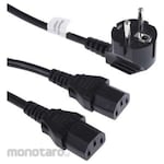 RS PRO IEC C13 Dual Socket to CEE 7/7 Plug Power Cord (Kabel Power IEC)