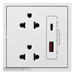 SIMON ELECTRIC Twin EU-US with Earth Socket with USB A+C Chargers (Combined with Frame)