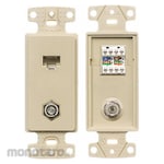 HUBBELL WIRING DEVICE-KELLEMS Voice & Data Outlet, Box, Faceplate