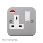 Boss Metal Clad Twin Gang BS Switched Socket with Neon & Safety Shutter