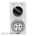 Boss Stop Kontak IP56 Kombinasi 3-Poles 5-Pins Round + Saklar (Power Socket/Power Outlet)