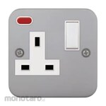 Boss Stop Kontak Metal Clad BS + Saklar Neon + Safety Shutter (Power Socket/Power Outlet)