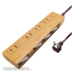 Fargo Stop Kontak Natural Wood Tap AC 4-Gang + Individual Saklar (Power Socket/Power Outlet)