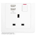 Hager Stop Kontak 1-Gang 13A + Saklar + Port USB (Power Socket/Power Outlet)