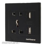Taffware Stop Kontak Dinding Universal UK-EU-US & 2 Port USB (Power Socket/Power Outlet)
