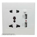 Taffware Stop Kontak Universal UK-EU-US Series + 2 Port USB (Power Socket/Power Outlet)