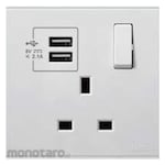 SIMON ELECTRIC 13A BS Switched Socket with Twin USB Chargers
