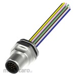 HARTING M12 A-Code Device Side, M12 Receptacle, A Code, Male, with Rear Mount 0.5m Harness