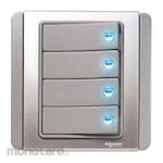 Schneider Electric Neo 4 Gang 1 Arah Saklar Tunggal Horizontal LED Biru