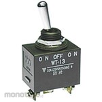 NKK Switches (formerly Nippon Kaikei) On-Off-On Toggle Switch, Single Pole Double Throw (SPDT), Panel Mount, 10 A @ 125 V AC, 10 A @ 30 V DC