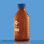 BOROSIL Bottle Reagent Amber Wide Mouth Graduated with Screw Cap and Pouring Ring (Botol Lab)