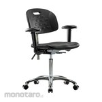 Cole Parmer Clean Room Bench Height Ergonomic Chair In Chrome With Arm Rests And Casters