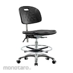 Cole Parmer Clean Room Bench Height Ergonomic Chair In Chrome With Foot Ring And Casters