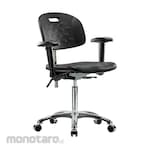 Cole Parmer Clean Room Desk Height Ergonomic Chair In Chrome With Arm Rests And Casters