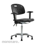 Cole Parmer Clean Room Desk Height Ergonomic Chair In Chrome With Arm Rests And Glides
