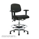 Cole Parmer Clean Room Esd Ergonomic Chair Bench Height Adjustable Arms Chrome Casters Chrome Foot Ring