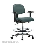 Cole Parmer Ergonomic Chair Bench Height Adjustable Arms Chrome Casters Chrome Foot Ring