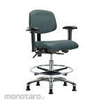Cole Parmer Ergonomic Chair Bench Height Adjustable Arms Gliders Chrome Foot Ring