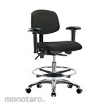 Cole Parmer Ergonomic Chair Bench Height With Adjustable Arms Chrome Casters Chrome Foot Ring