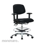Cole Parmer Ergonomic Chair ESD Bench Height In Chrome With Foot Ring Arm Rests And Casters
