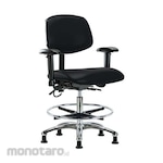 Cole Parmer Ergonomic Chair ESD Bench Height In Chrome With Foot Ring Arm Rests And Glides