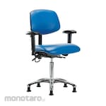 Cole Parmer Esd Bench Height Ergonomic Chair In Chrome With Arm Rests And Glides
