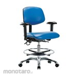 Cole Parmer Esd Bench Height Ergonomic Chair In Chrome With Foot Ring Arm Rests And Casters