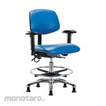 Cole Parmer Esd Bench Height Ergonomic Chair In Chrome With Foot Ring Arm Rests And Glides