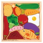 Artec [School teaching materials and educational toys] Wooden Square Puzzle Food