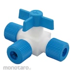 AS ONE Fluororesin Three-Way Cock Lock Tightening