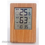 CRECER Digital thermometer/hygrometer with clock and wood grain pattern