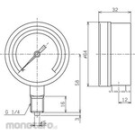 MIGISHITA General Purpose Vacuum Gauge (Star Gauge Phi 60)